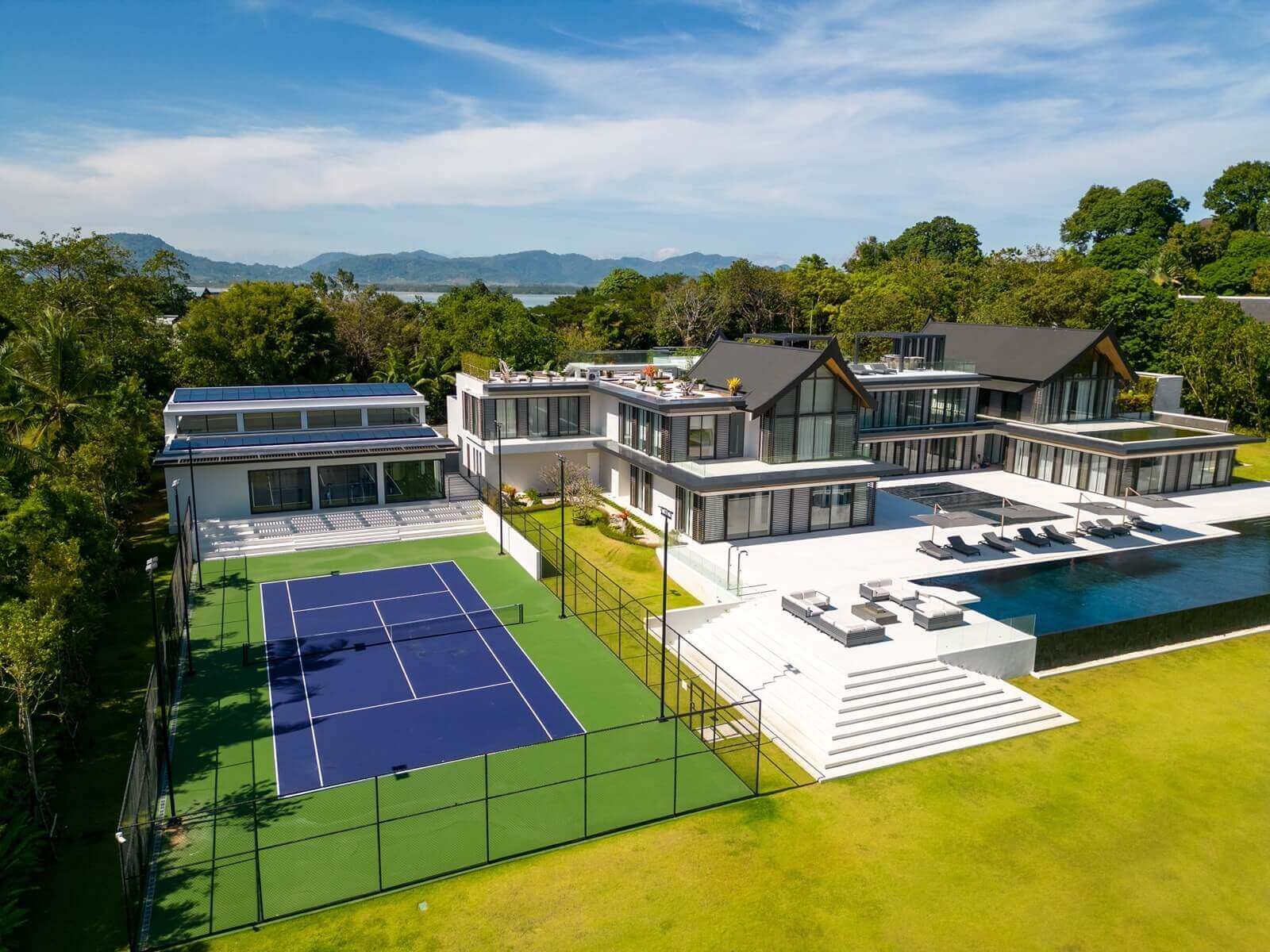 Commercial tennis court designed and made by a sports court builder